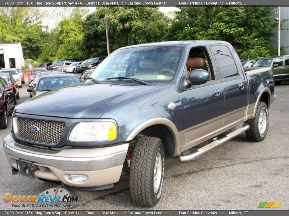 2003 Ford F150 King Ranch SuperCrew 4x4 Charcoal Blue Metallic / Castano Brown Leather Photo #1