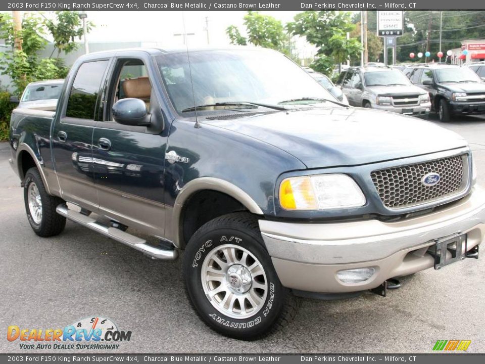 2003 Ford F150 King Ranch SuperCrew 4x4 Charcoal Blue Metallic / Castano Brown Leather Photo #3