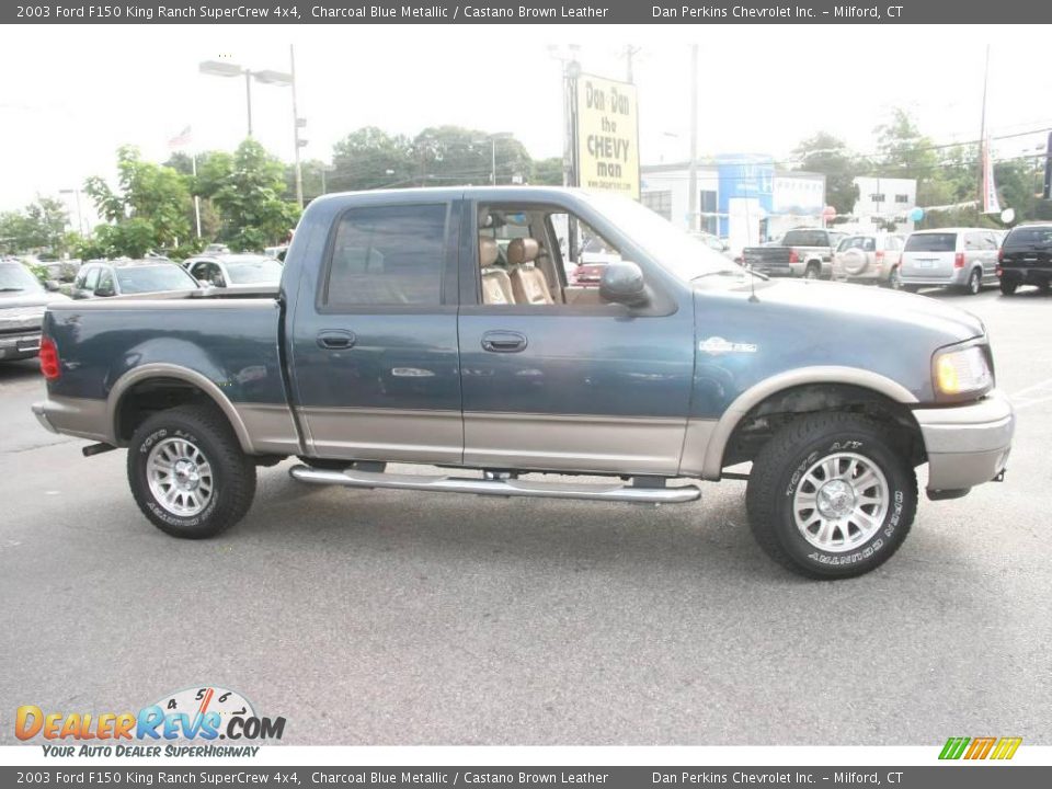2003 Ford F150 King Ranch SuperCrew 4x4 Charcoal Blue Metallic / Castano Brown Leather Photo #4