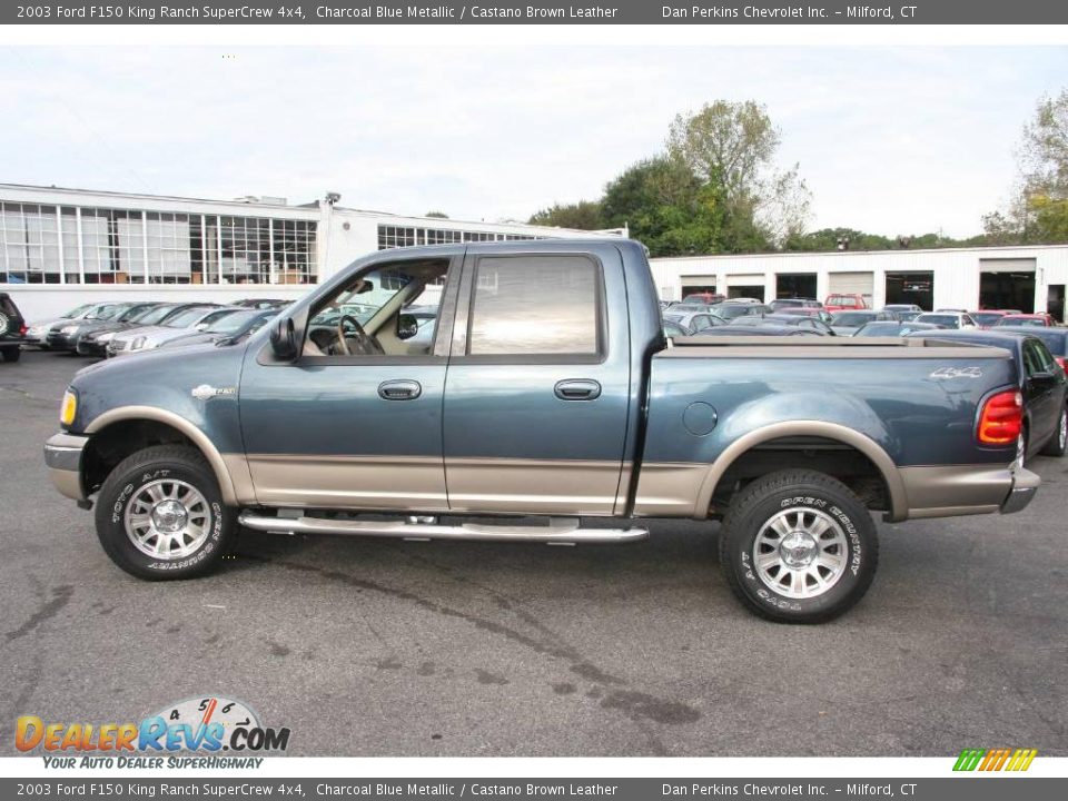 2003 Ford F150 King Ranch SuperCrew 4x4 Charcoal Blue Metallic / Castano Brown Leather Photo #9