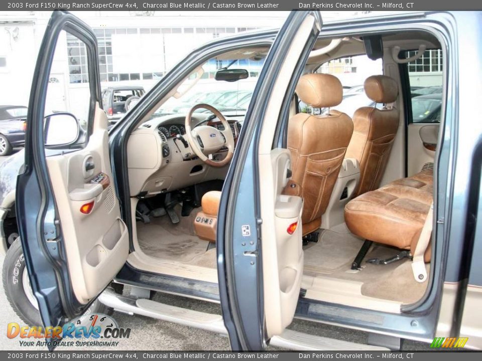 2003 Ford F150 King Ranch SuperCrew 4x4 Charcoal Blue Metallic / Castano Brown Leather Photo #12