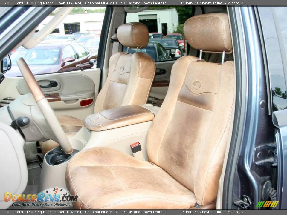 2003 Ford F150 King Ranch SuperCrew 4x4 Charcoal Blue Metallic / Castano Brown Leather Photo #13