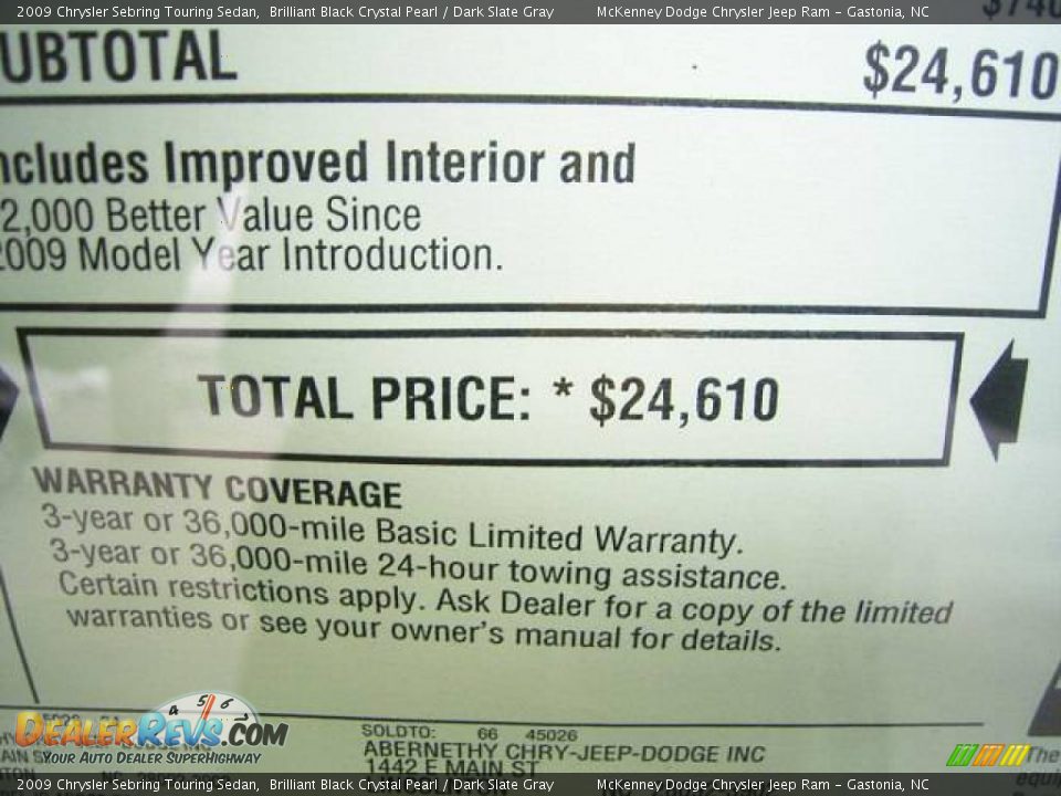 2009 Chrysler Sebring Touring Sedan Brilliant Black Crystal Pearl / Dark Slate Gray Photo #8