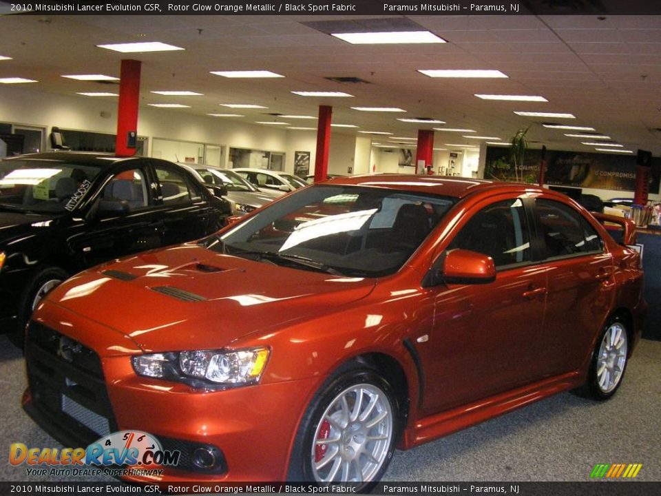 2010 Mitsubishi Lancer Evolution GSR Rotor Glow Orange Metallic / Black Sport Fabric Photo #2