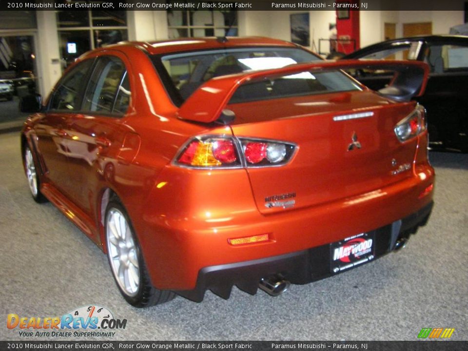 2010 Mitsubishi Lancer Evolution GSR Rotor Glow Orange Metallic / Black Sport Fabric Photo #3
