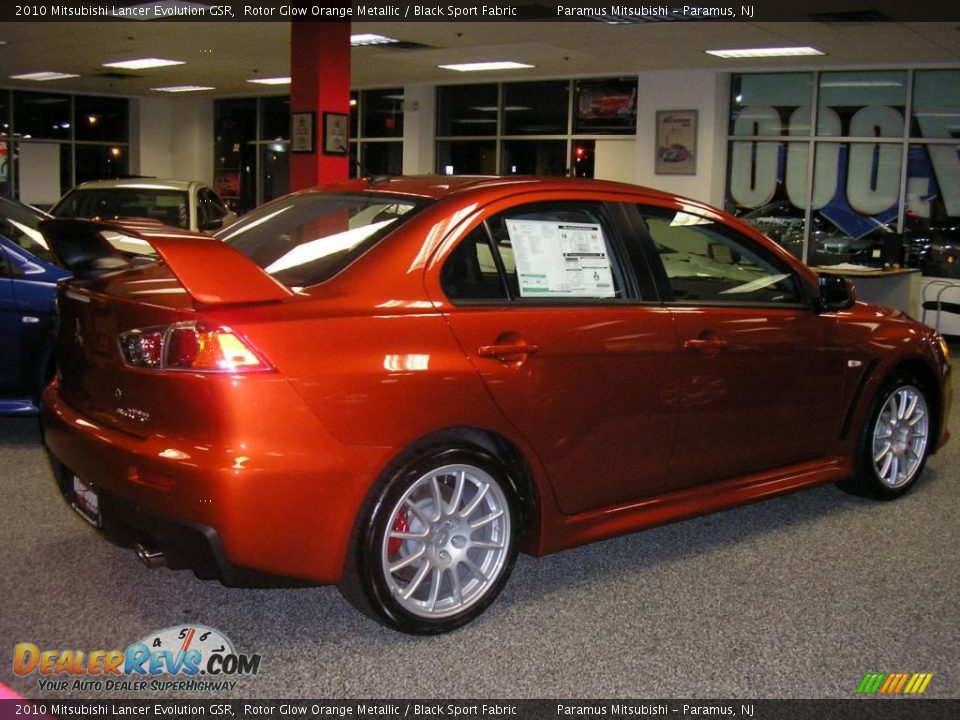 2010 Mitsubishi Lancer Evolution GSR Rotor Glow Orange Metallic / Black Sport Fabric Photo #4