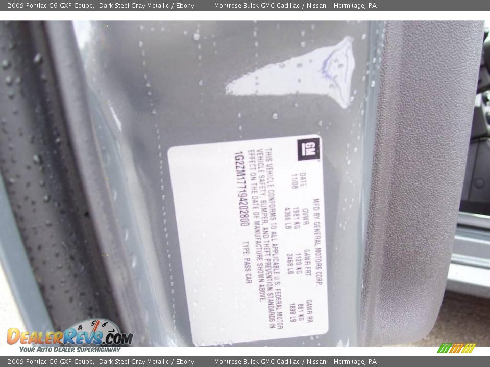 2009 Pontiac G6 GXP Coupe Dark Steel Gray Metallic / Ebony Photo #8