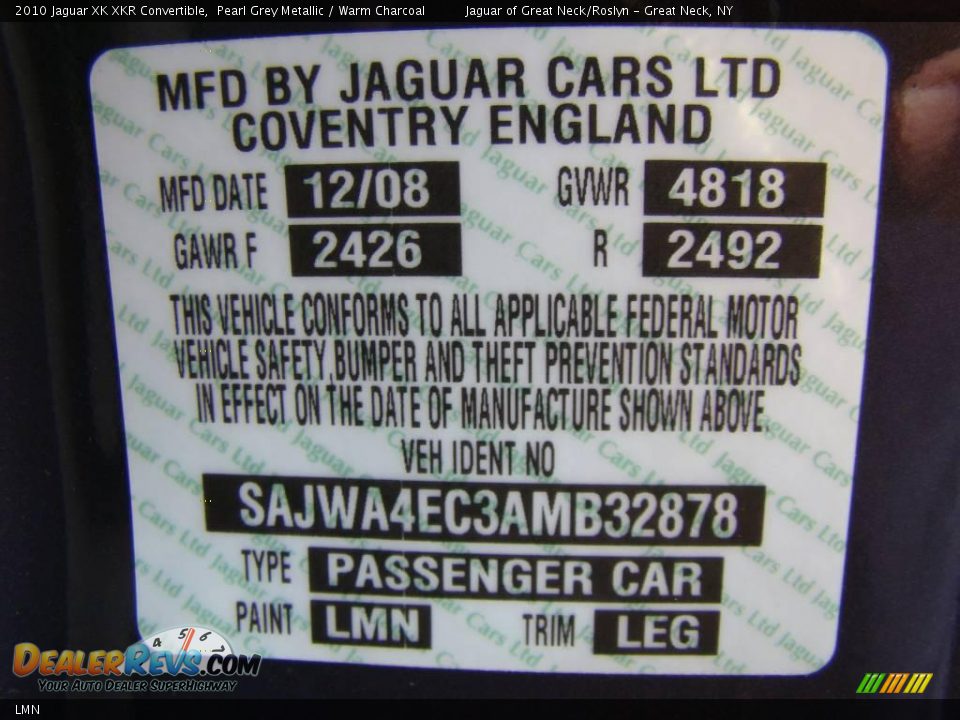 Jaguar Color Code LMN Pearl Grey Metallic