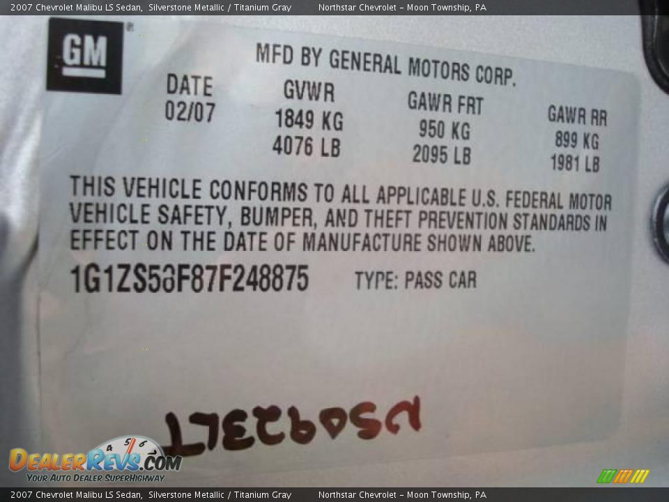 2007 Chevrolet Malibu LS Sedan Silverstone Metallic / Titanium Gray Photo #19