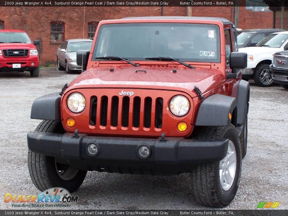 2009 Jeep Wrangler X 4x4 Sunburst Orange Pearl Coat / Dark Slate Gray/Medium Slate Gray Photo #1