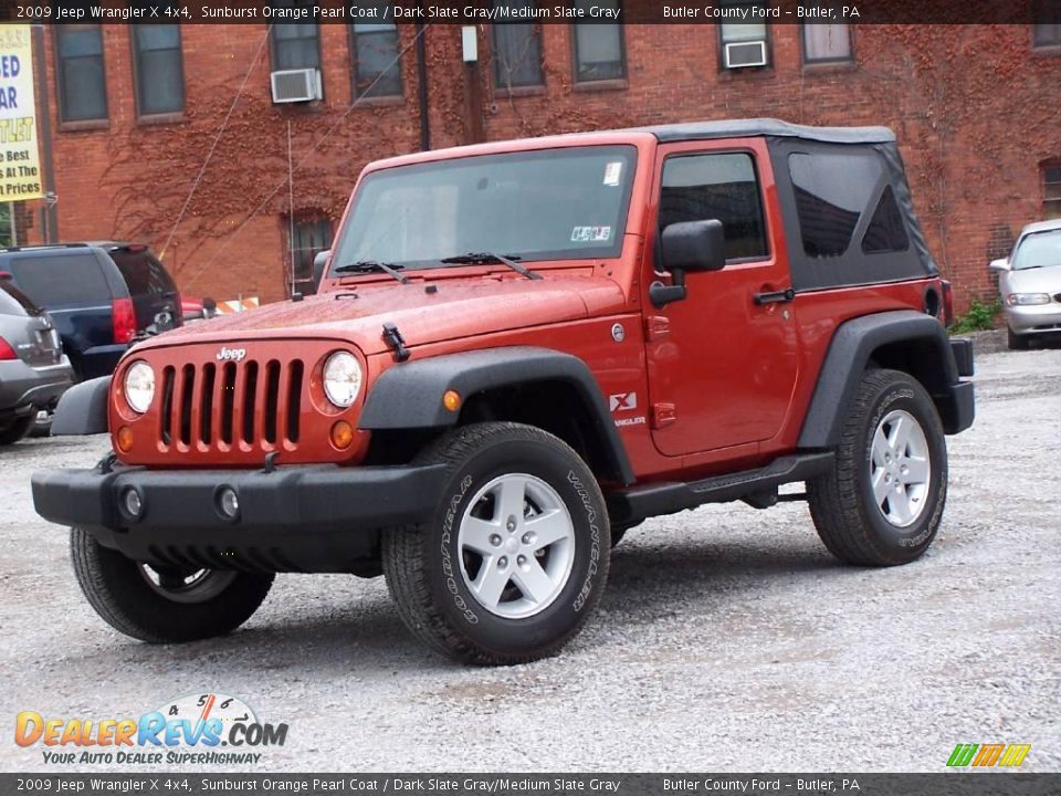 2009 Jeep Wrangler X 4x4 Sunburst Orange Pearl Coat / Dark Slate Gray/Medium Slate Gray Photo #2