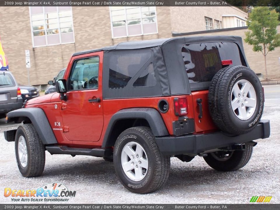 2009 Jeep Wrangler X 4x4 Sunburst Orange Pearl Coat / Dark Slate Gray/Medium Slate Gray Photo #3