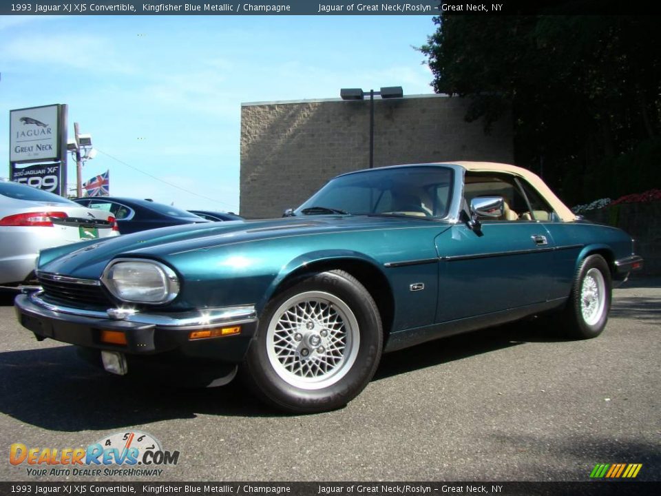 1993 Jaguar XJ XJS Convertible Kingfisher Blue Metallic / Champagne Photo #1