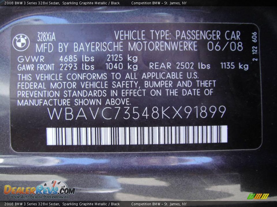 2008 BMW 3 Series 328xi Sedan Sparkling Graphite Metallic / Black Photo #15