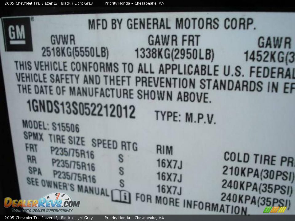 2005 Chevrolet TrailBlazer LS Black / Light Gray Photo #23