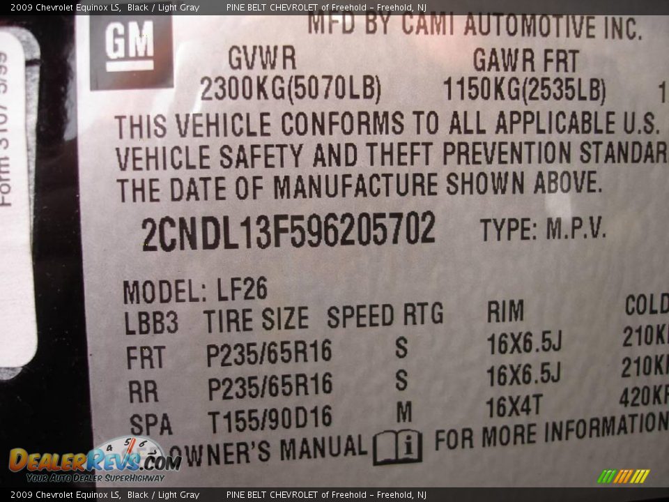 2009 Chevrolet Equinox LS Black / Light Gray Photo #15