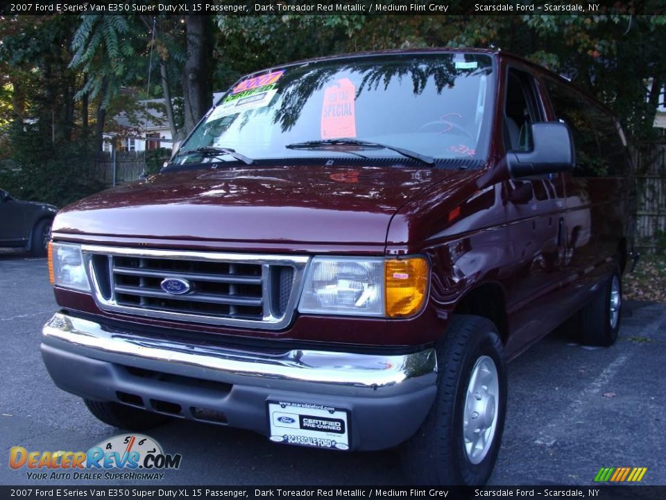 2007 Ford E Series Van E350 Super Duty XL 15 Passenger Dark Toreador Red Metallic / Medium Flint Grey Photo #1