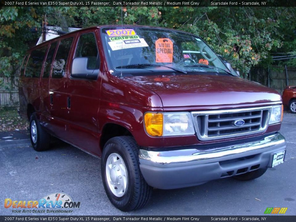 2007 Ford E Series Van E350 Super Duty XL 15 Passenger Dark Toreador Red Metallic / Medium Flint Grey Photo #3
