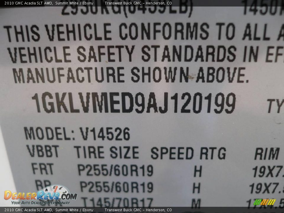 2010 GMC Acadia SLT AWD Summit White / Ebony Photo #10