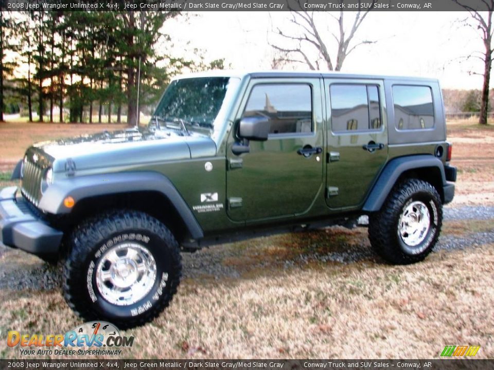 2008 Jeep Wrangler Unlimited X 4x4 Jeep Green Metallic / Dark Slate Gray/Med Slate Gray Photo #2