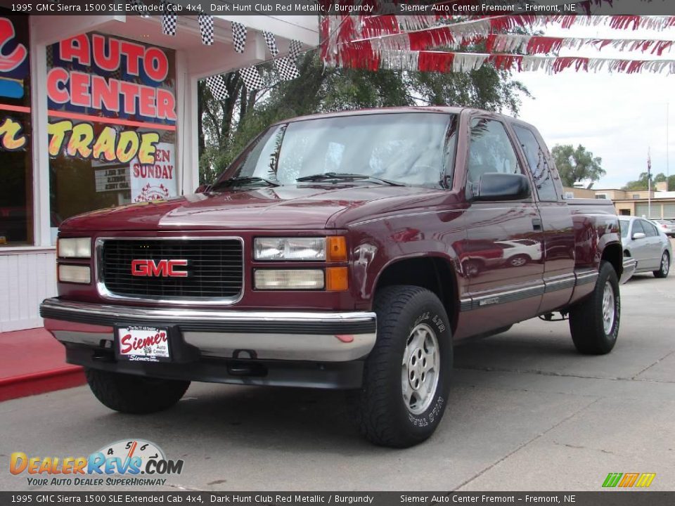 1995 GMC Sierra 1500 SLE Extended Cab 4x4 Dark Hunt Club Red Metallic / Burgundy Photo #6