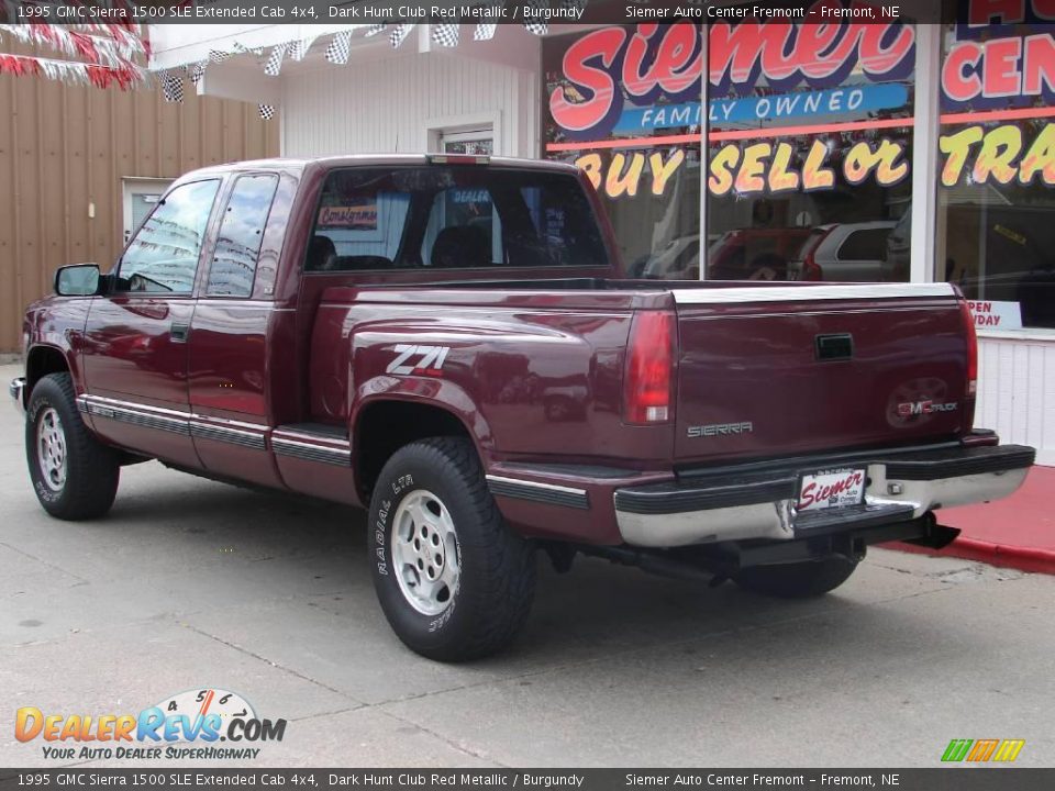 1995 GMC Sierra 1500 SLE Extended Cab 4x4 Dark Hunt Club Red Metallic / Burgundy Photo #8