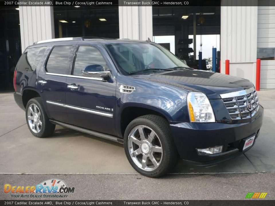 2007 Cadillac Escalade AWD Blue Chip / Cocoa/Light Cashmere Photo #1