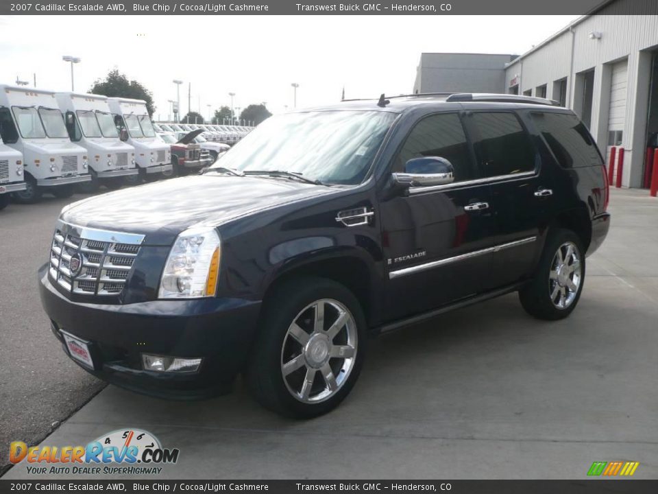 2007 Cadillac Escalade AWD Blue Chip / Cocoa/Light Cashmere Photo #3