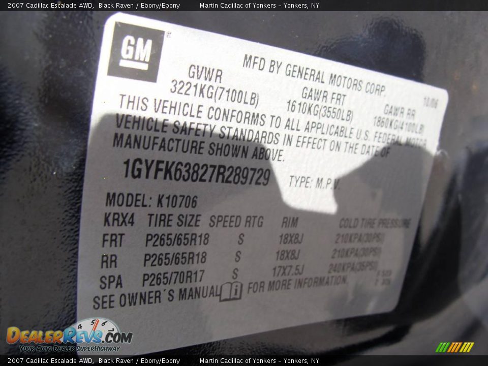 2007 Cadillac Escalade AWD Black Raven / Ebony/Ebony Photo #30