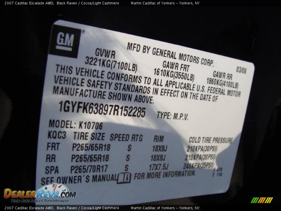 2007 Cadillac Escalade AWD Black Raven / Cocoa/Light Cashmere Photo #28