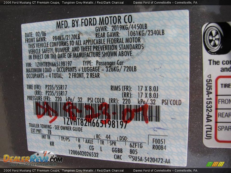 2006 Ford Mustang GT Premium Coupe Tungsten Grey Metallic / Red/Dark Charcoal Photo #14