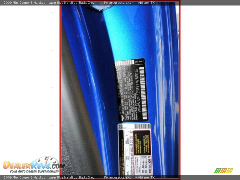 2009 Mini Cooper S Hardtop Laser Blue Metallic / Black/Grey Photo #15