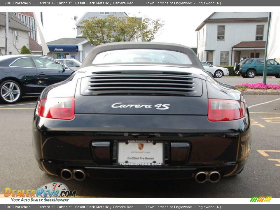 2008 Porsche 911 Carrera 4S Cabriolet Basalt Black Metallic / Carrera Red Photo #7
