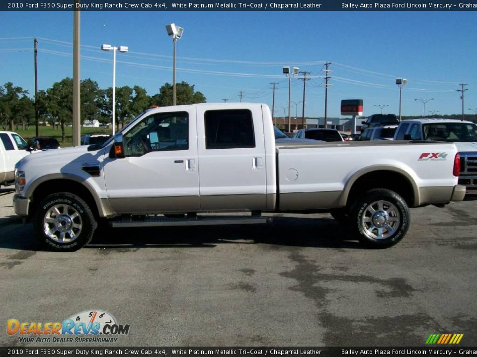 2010 Ford F350 Super Duty King Ranch Crew Cab 4x4 White Platinum Metallic Tri-Coat / Chaparral Leather Photo #2