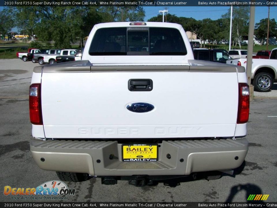 2010 Ford F350 Super Duty King Ranch Crew Cab 4x4 White Platinum Metallic Tri-Coat / Chaparral Leather Photo #6