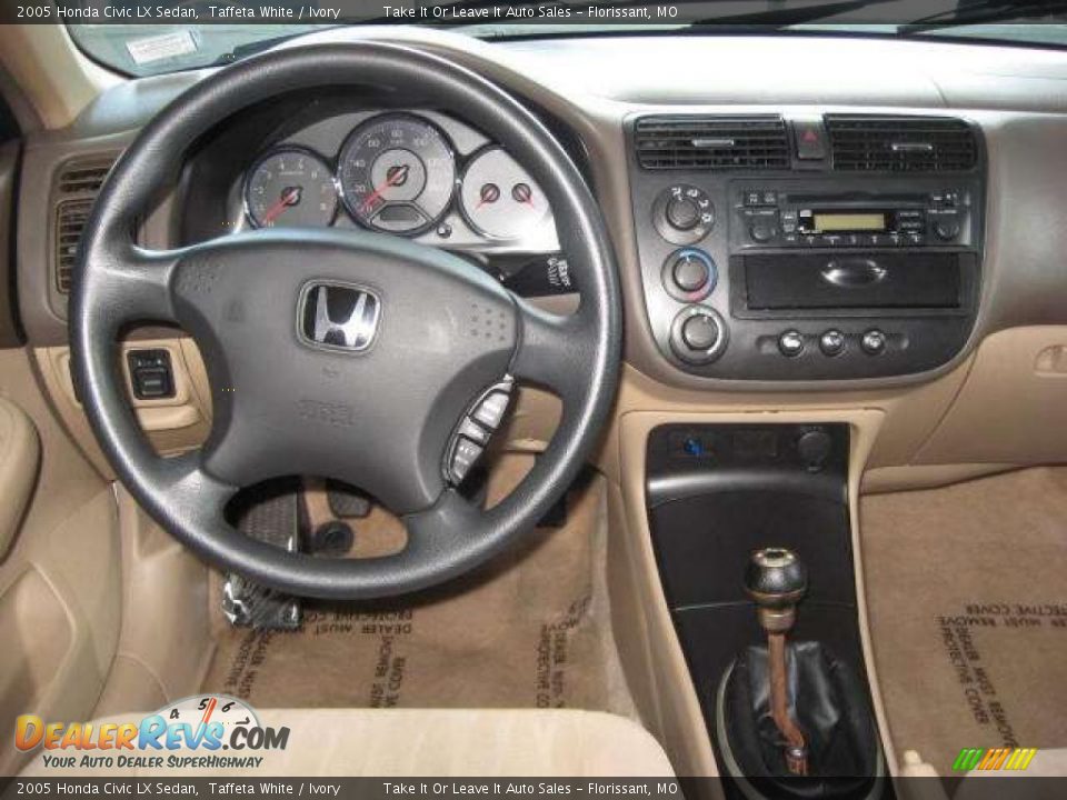 2005 Honda Civic LX Sedan Taffeta White / Ivory Photo #6