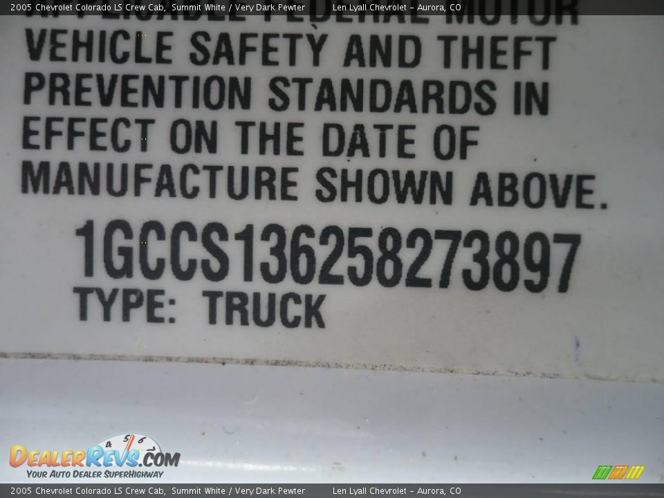 2005 Chevrolet Colorado LS Crew Cab Summit White / Very Dark Pewter Photo #27