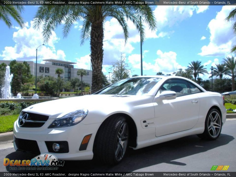 2009 Mercedes-Benz SL 63 AMG Roadster designo Magno Cashmere Matte White / AMG Tabago Brown Photo #2