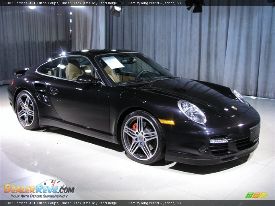 2007 Porsche 911 Turbo Coupe Basalt Black Metallic / Sand Beige Photo #3