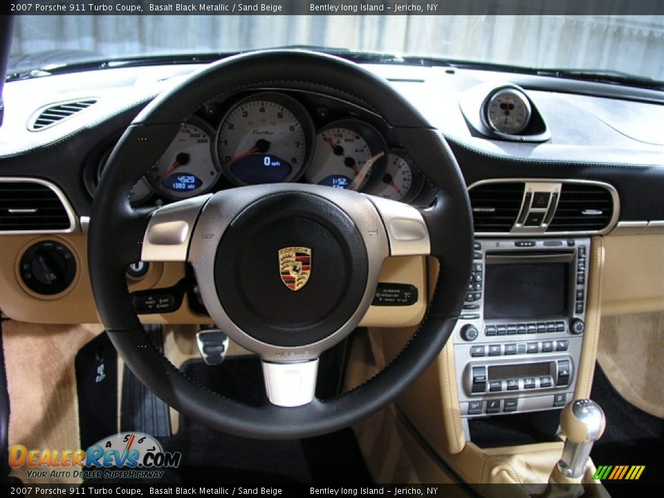 2007 Porsche 911 Turbo Coupe Basalt Black Metallic / Sand Beige Photo #7