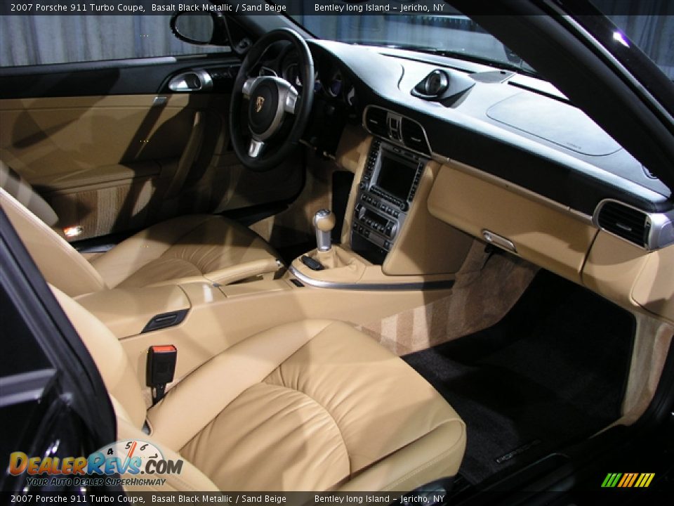 2007 Porsche 911 Turbo Coupe Basalt Black Metallic / Sand Beige Photo #12