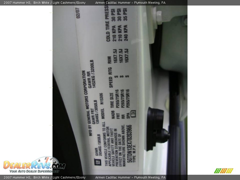 2007 Hummer H3 Birch White / Light Cashmere/Ebony Photo #36
