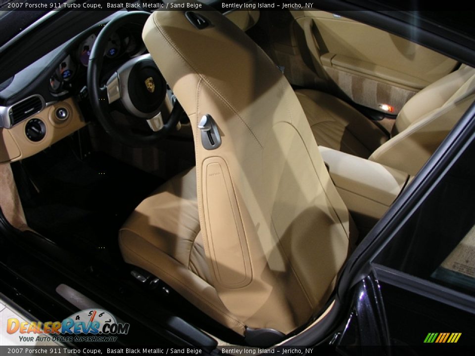 2007 Porsche 911 Turbo Coupe Basalt Black Metallic / Sand Beige Photo #14