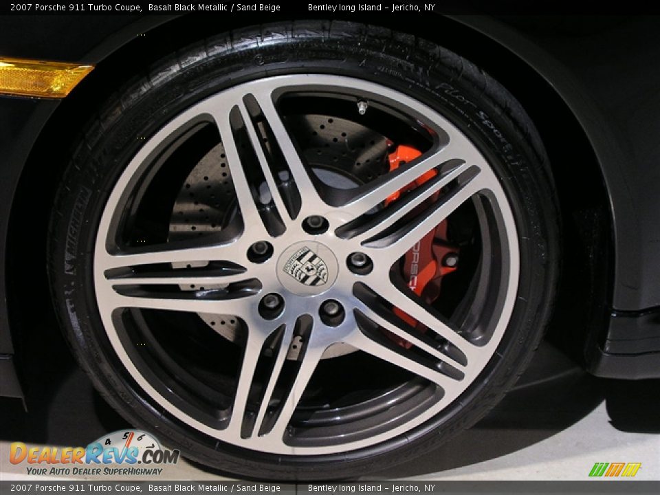 2007 Porsche 911 Turbo Coupe Basalt Black Metallic / Sand Beige Photo #16