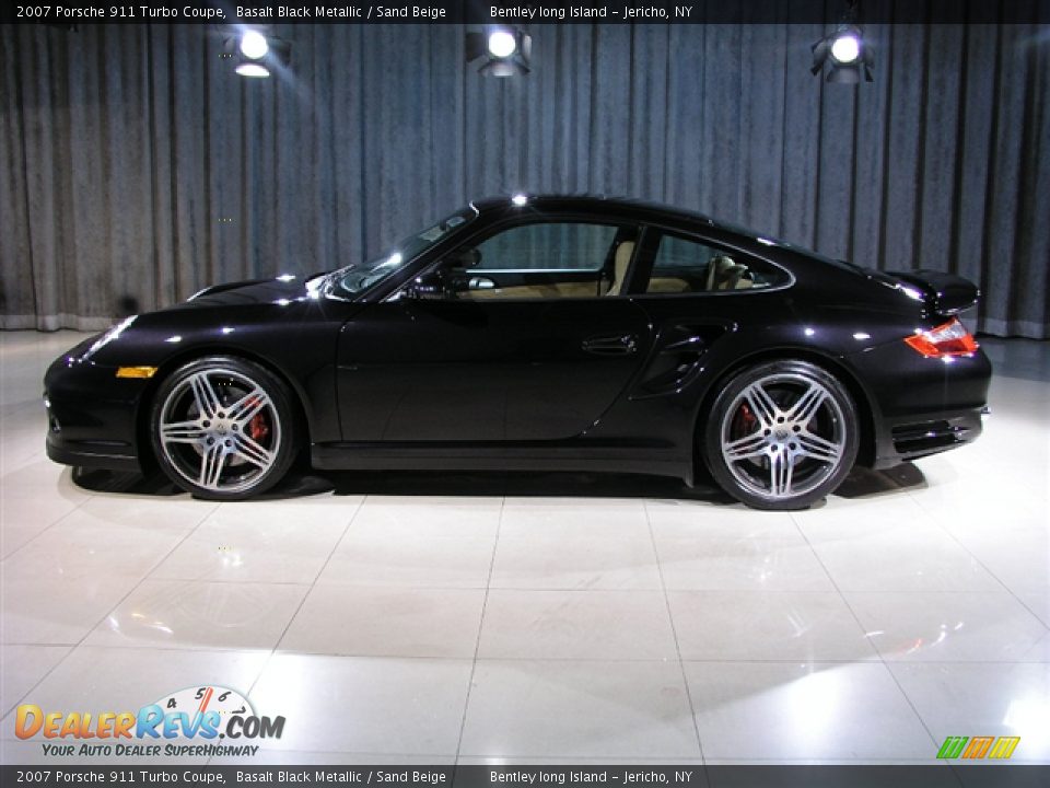 2007 Porsche 911 Turbo Coupe Basalt Black Metallic / Sand Beige Photo #19