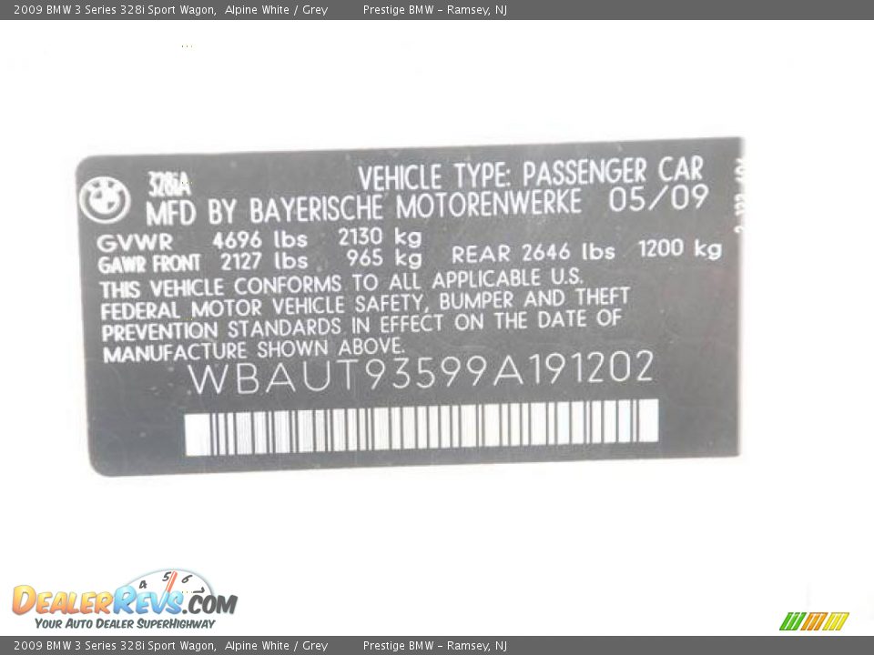 2009 BMW 3 Series 328i Sport Wagon Alpine White / Grey Photo #5