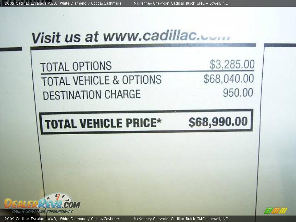 2009 Cadillac Escalade AWD White Diamond / Cocoa/Cashmere Photo #28