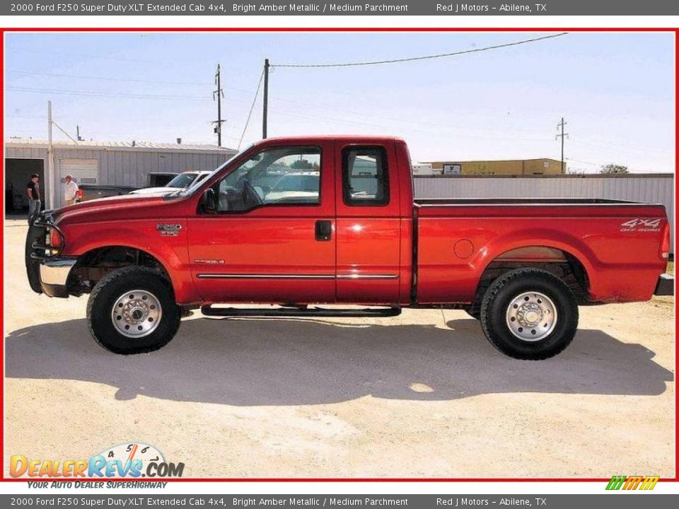 2000 Ford F250 Super Duty XLT Extended Cab 4x4 Bright Amber Metallic / Medium Parchment Photo #2