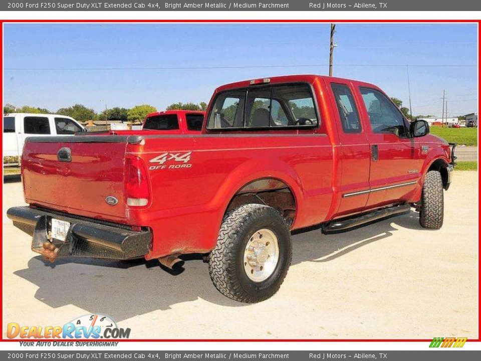 2000 Ford F250 Super Duty XLT Extended Cab 4x4 Bright Amber Metallic / Medium Parchment Photo #6