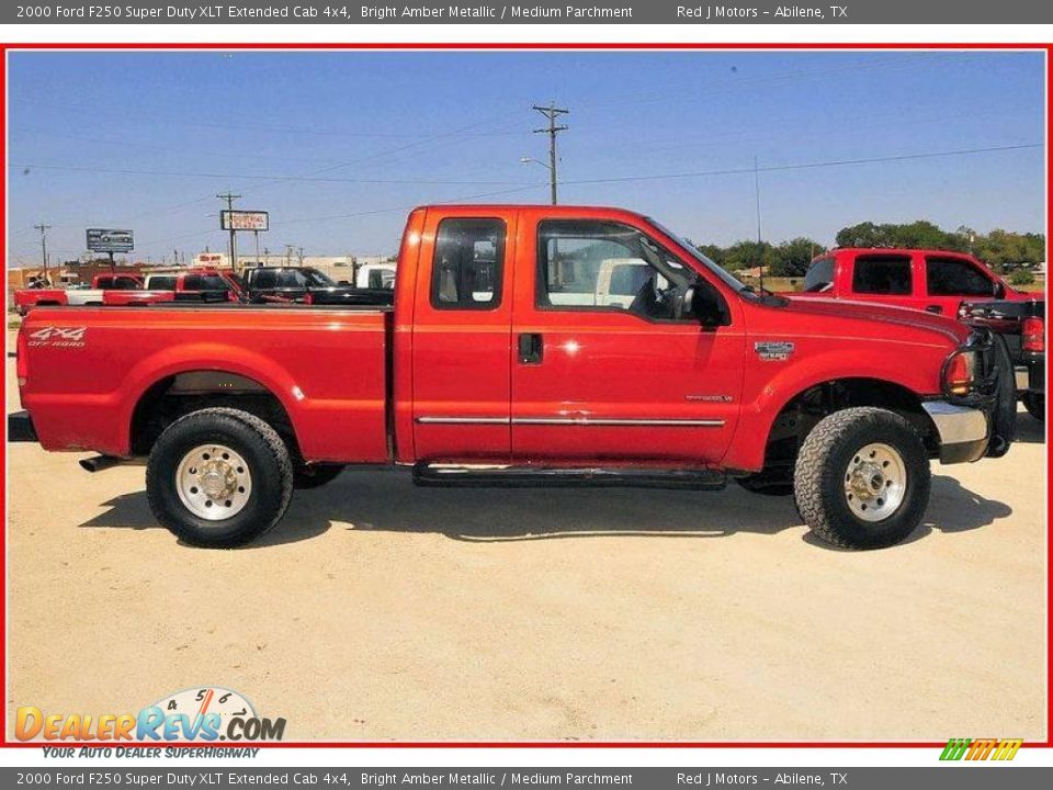 2000 Ford F250 Super Duty XLT Extended Cab 4x4 Bright Amber Metallic / Medium Parchment Photo #7